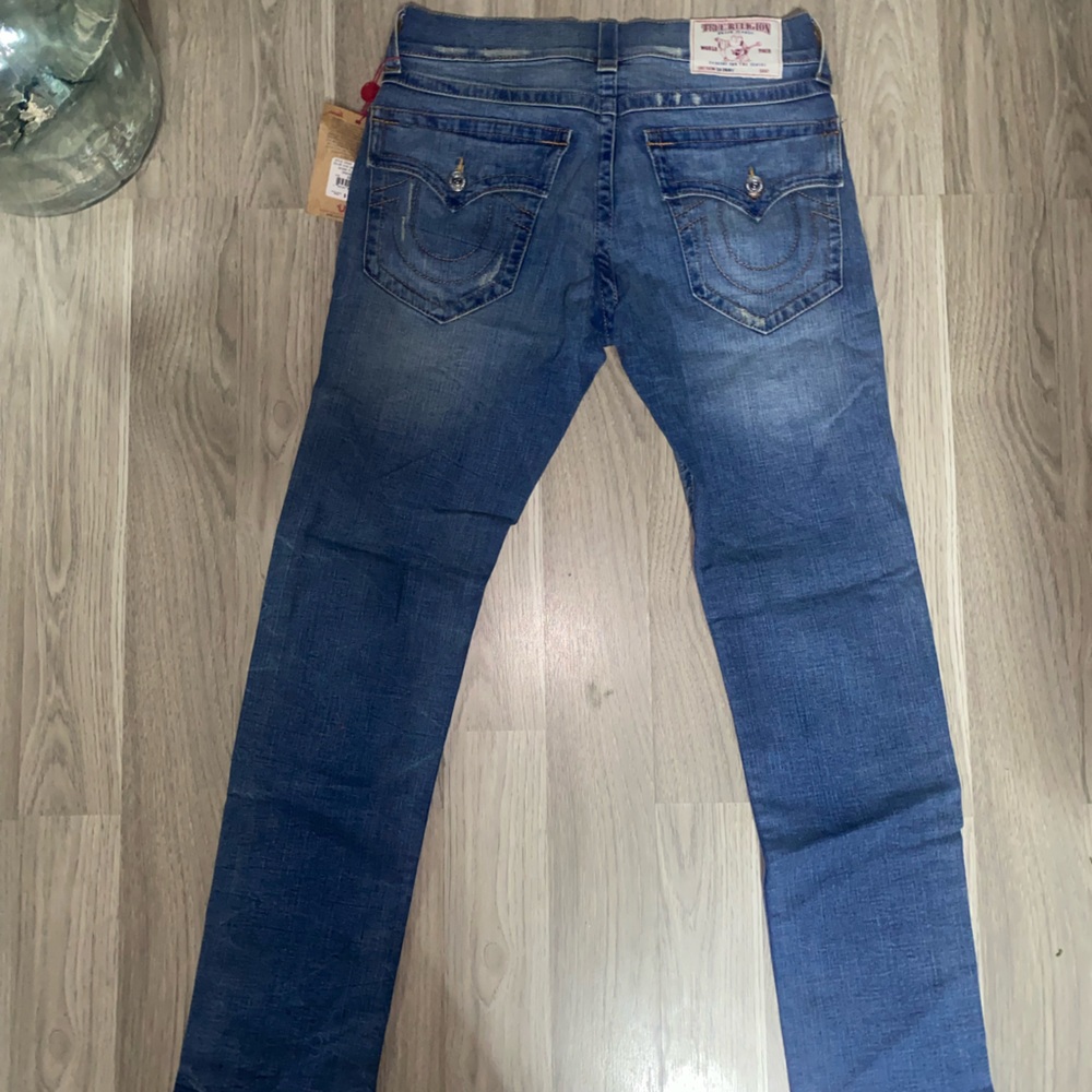 AUTHENTIC TRUE RELIGION SKINNY FLAP ORANGE JEANS